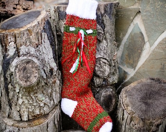 Loom Knit Christmas Stocking Pattern! Extra Long and Thick Weave for all of Santa's Goodies! Item is for PATTERN ONLY!!