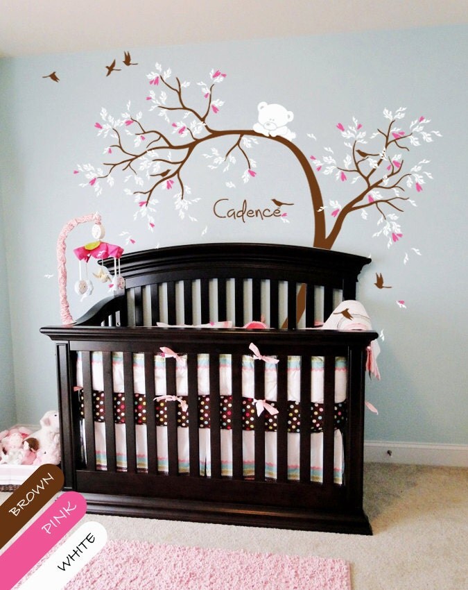 Personalized Tree Wall Decal with Teddy and Name
