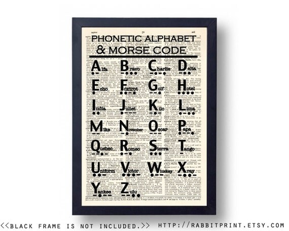 Morse Code Chart Dictionary art print Phonetic by RabbitPrint