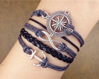 ... Anchor Bracelet, Infinity Bracelet, Birthday Gift, Navy Boyfriend Gift