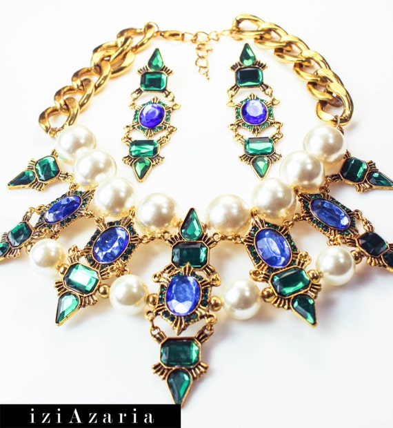 Mykonos Blue Necklace and Drop Earring Set