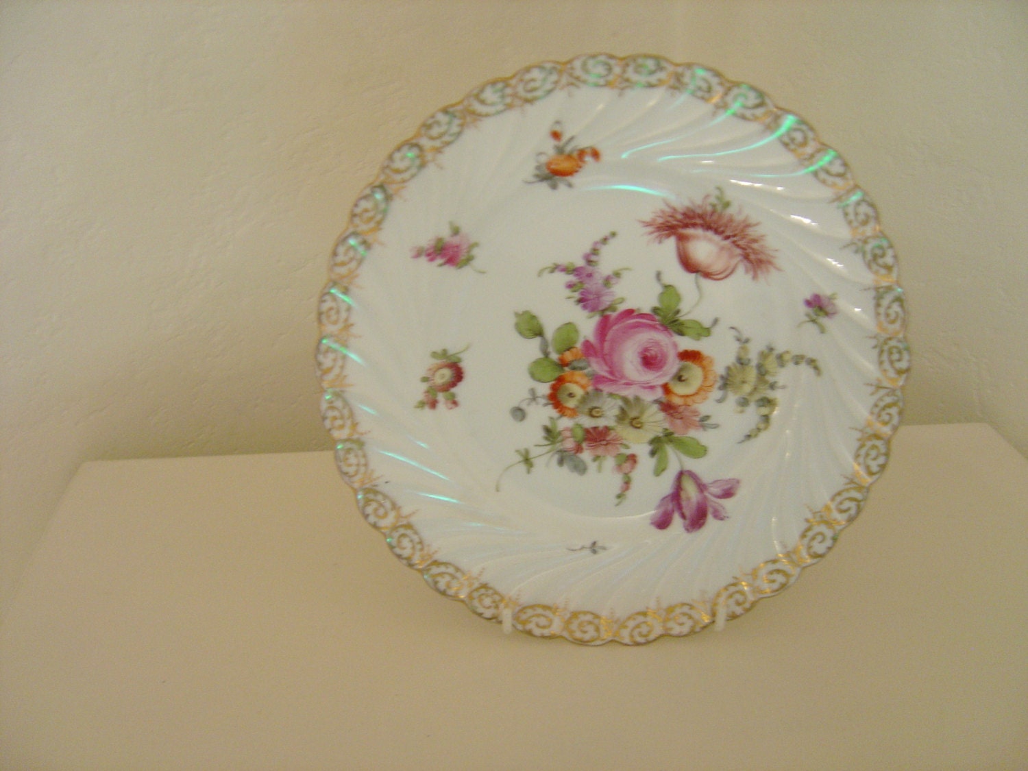 Vintage hand painted Dresden china plate with by Mercysemporium