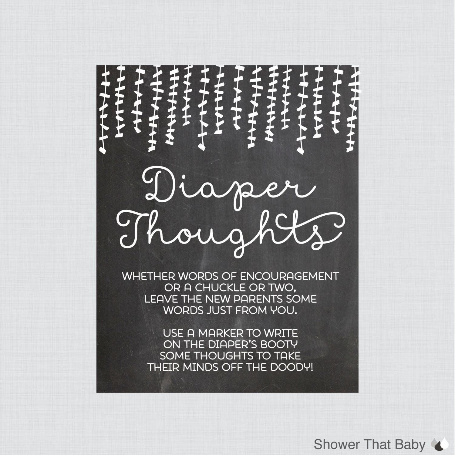 Baby Shower Diaper Thoughts Game Chalkboard Printable