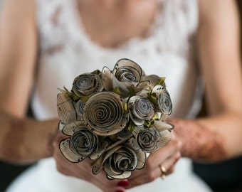 Custom Rolled Paper Bouquet - Bridesmaid (Approx. 15 Flowers)