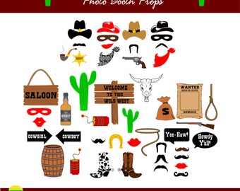 Cowboy Photo Booth Props – Wild West Photo Booth–Western Photo Booth ...
