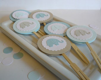 Elephant Cupcake Toppers - Baby Shower, First Birthday, Party Decorations, Birthday Party