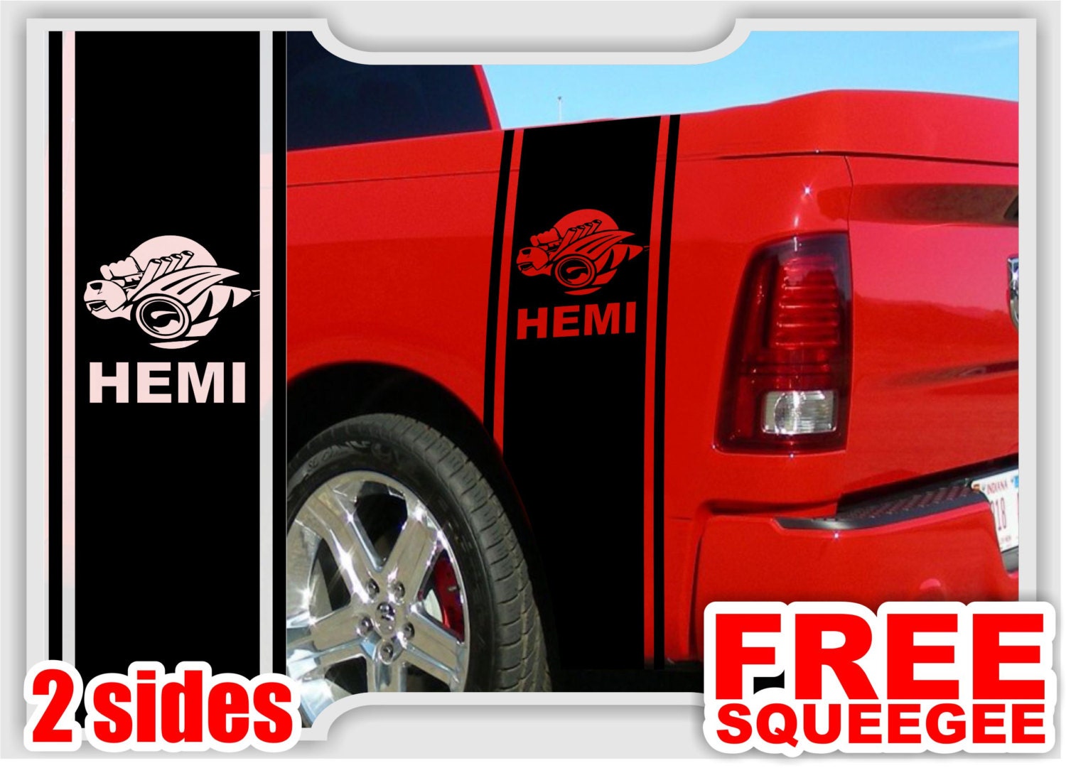 2 Dodge Ram Truck Ram Hemi Bee Bedside Vinyl Decal Custom 8358