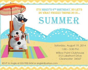 Olaf Summer Birthday Invite Frozen Inspired Birthday Invitation for Boy ...