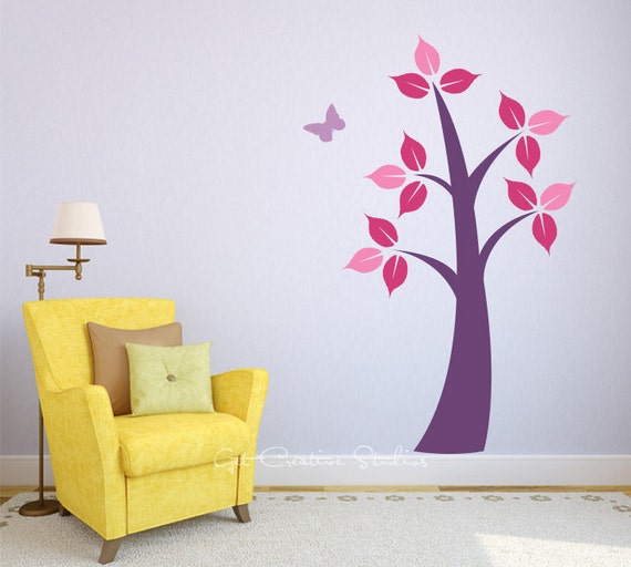 purple tree wall decal