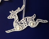 White Reindeer Freestanding Lace Christmas Ornament *Free Shipping*