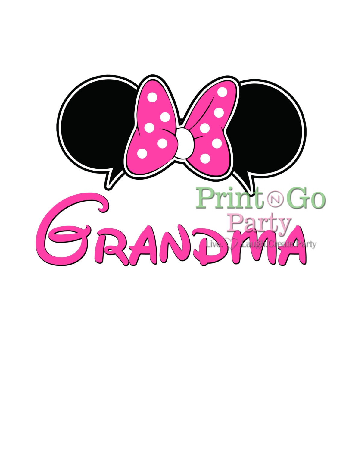 Minnie Mouse Pink Grandma Printable Instant by PrintAndGoParty
