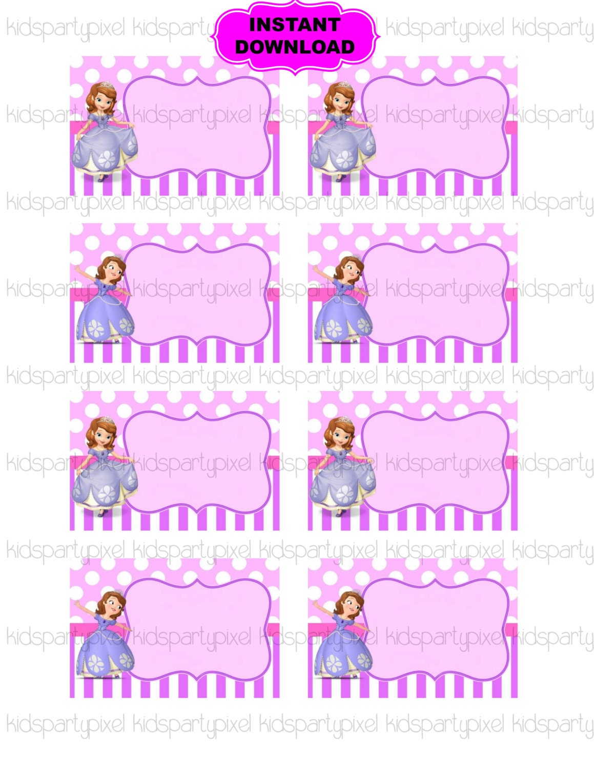 Sofia The First Name Tag Princess Printable Digital