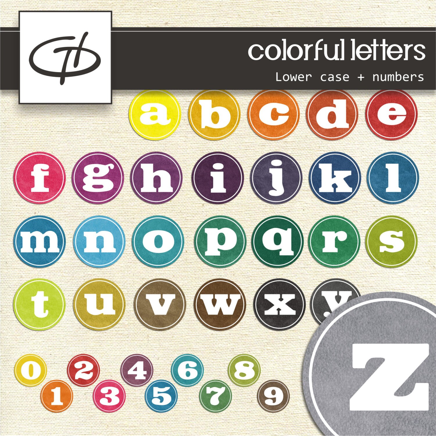 colorful alphabet set in circles digital high quality small