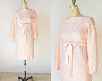 SALE /// 1960s Lace Dress --- Vintage Pink Bridesmaid Dress