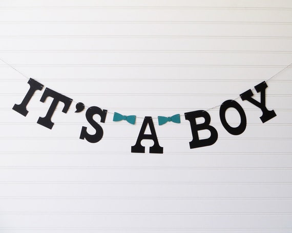 It's a Boy Banner - 5 Inch Letters with Bow Ties - Bowtie Baby Shower Garland Baby Boy Shower Decor It's A Boy Garland Boy Bow Tie Banner Il_570xn