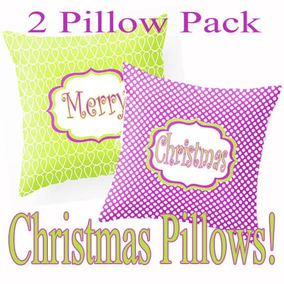 Holiday Pillow Pack, 2 Modern Merry Christmas Pillow covers 18 x 18