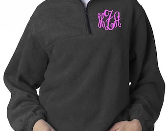 Personalized Adult Solid 1/4-Zip Pullover Fleece Embroidered Monogram Included