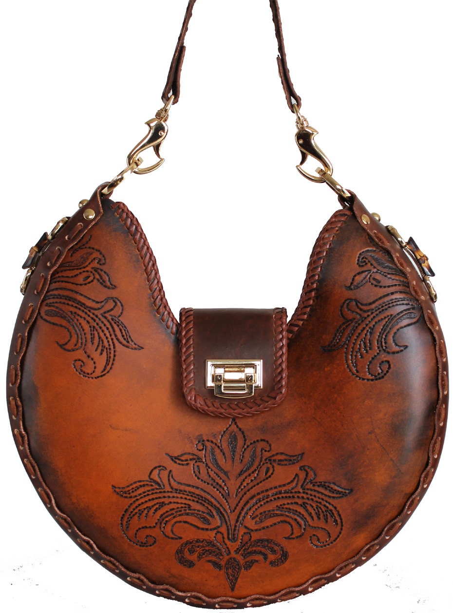 Tooled Leather Handbag Alpine