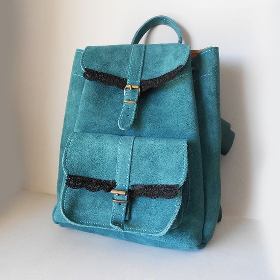 teal and black backpack