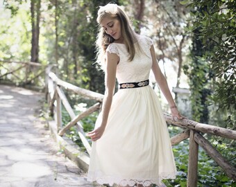 Wedding Dress, Short Wedding Dress, Simple Wedding Dress, Reception Dress, Casual Wedding Dress, 50S wedding dress, White Wedding Dress