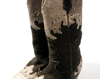 pony hair ankle boots