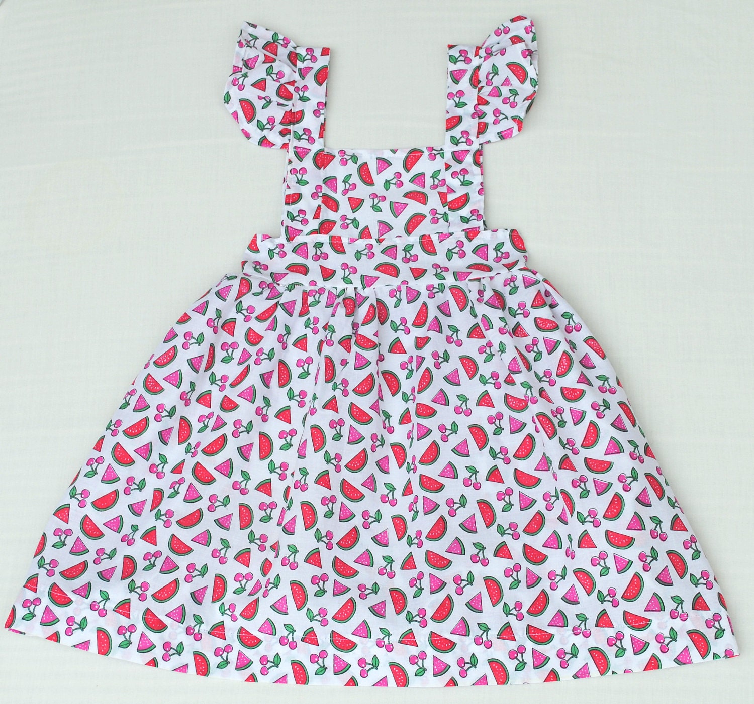 One of a kind Sweet Girls Pinafore Apron Size 3T White Red