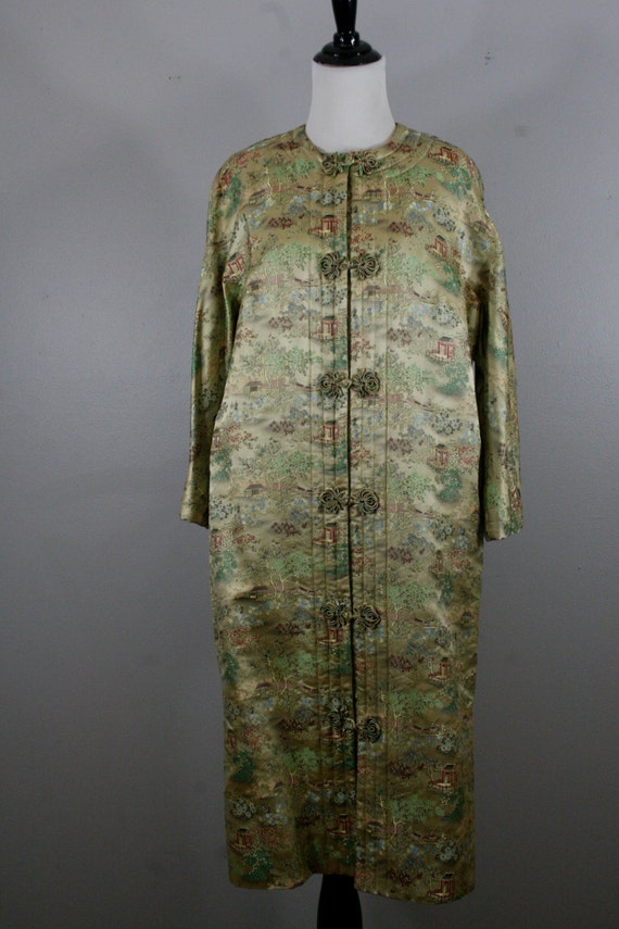 1960s Satin Brocade Robe Dynasty Made in Hong Kong British