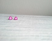 Tiny heart stud earrings - Polymer clay - pink red hearts - Valentine's Day present