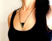 Green triangle necklace / Boho chic jewelry / Sea inspired seaweed jewelry / Mermaid jewelry / Gift for her / Gift under 20 / FREE SHIPPING