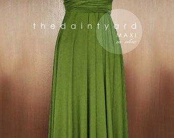 MAXI Olive Infinity Dress Bridesmaid Dress Convertible Dress Multiway Dress Wrap Dress Green Full Length Prom Dress Maxi Dress Twist Dress