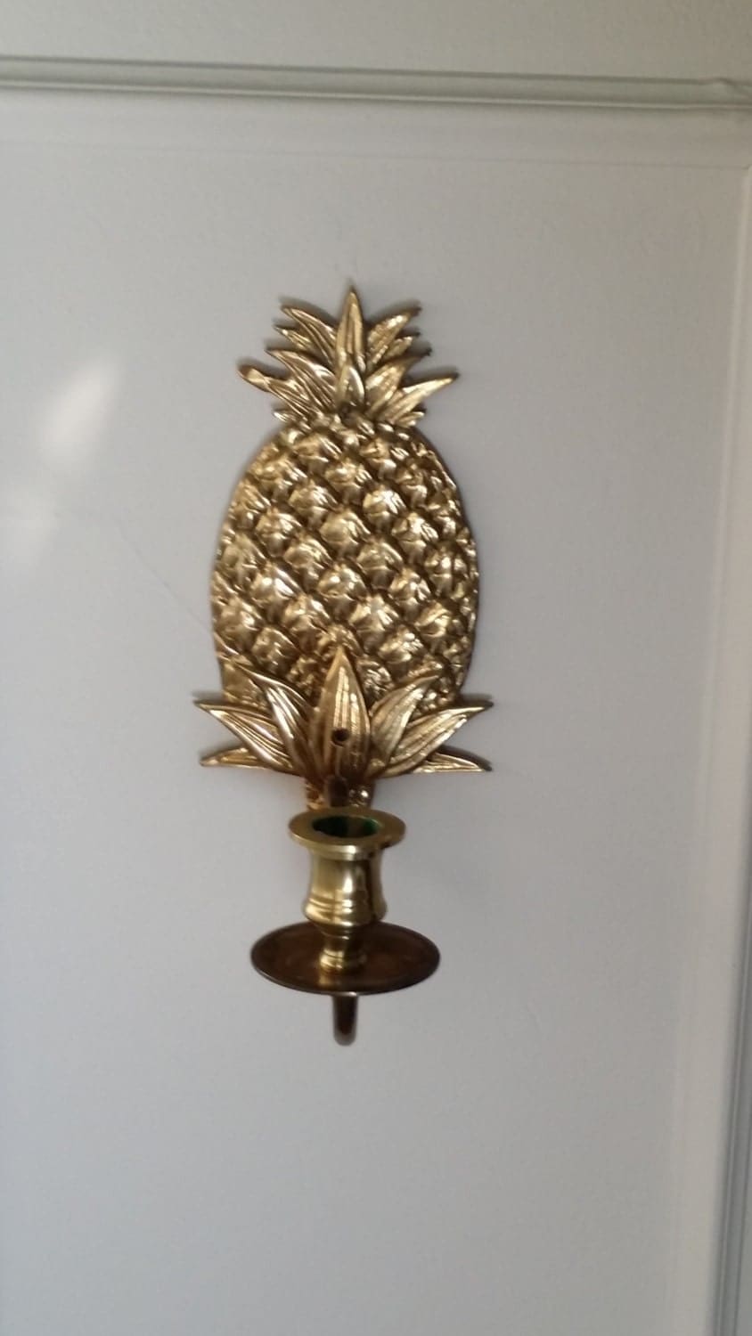 Vintage Brass Pineapple Candle Holder Wall Sconce Wall Hanging on Wall Mounted Candle Holder id=37381