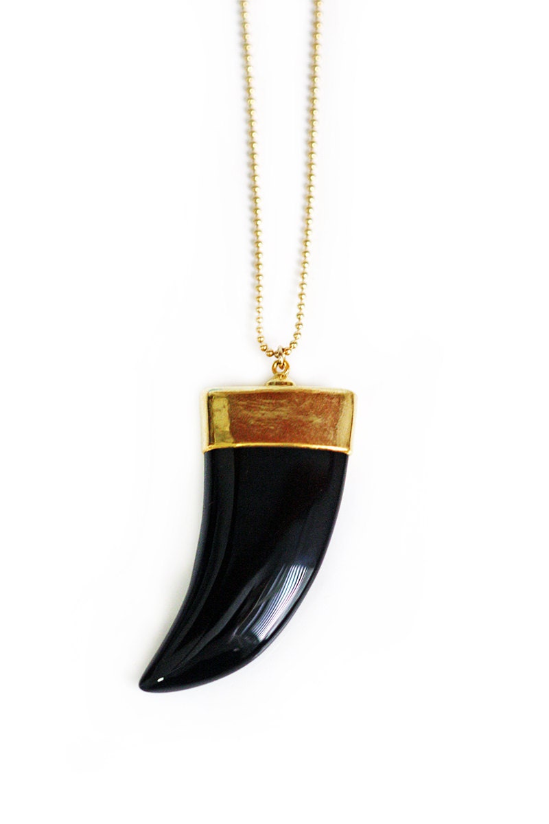 BLACK horn necklace by keijewelry on Etsy