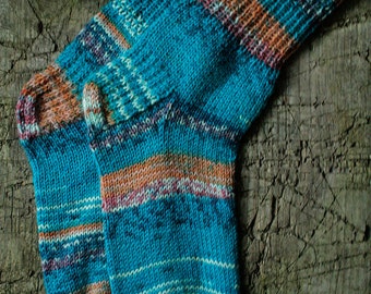 Turquoise hand knit socks for women, knit socks, wool socks women