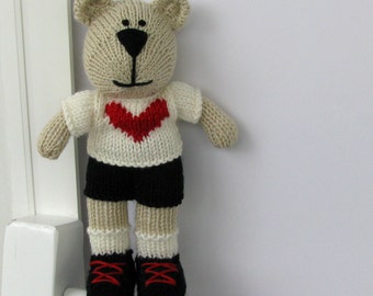 Lover Boy Toy - Heart Plush - Knit Teddy Bear Toy - Valentine Toy - Hand Knit Stuff Animal - Child Toy - Knit Toy - Kids Stuff Toy Cody
