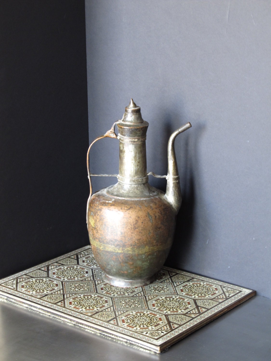 Antique turkish copper wine jug Oriental decor