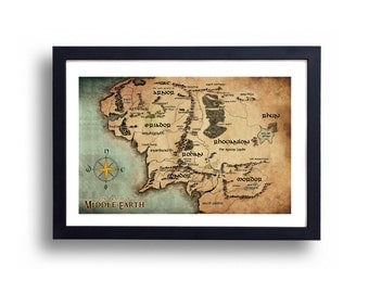 Lord of the Rings Poster Map of Middle Earth, Lord of the Rings, LOTR, Lord of the Rings Art, LOTR Map, Lord of the Rings Map
