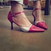 Vintage Red Leather Mad Men Pointy Heels Pumps - Size 8.5M - Best fits Size 9M - Vintage Red pumps Heels
