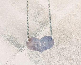 Area Code Necklace, Show Your Hometown Pride - Antiqued Silver
