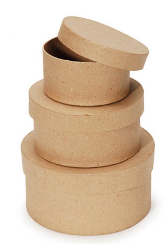 Items similar to Round Shape Paper Mache Nesting Boxes Set of 3 on Etsy