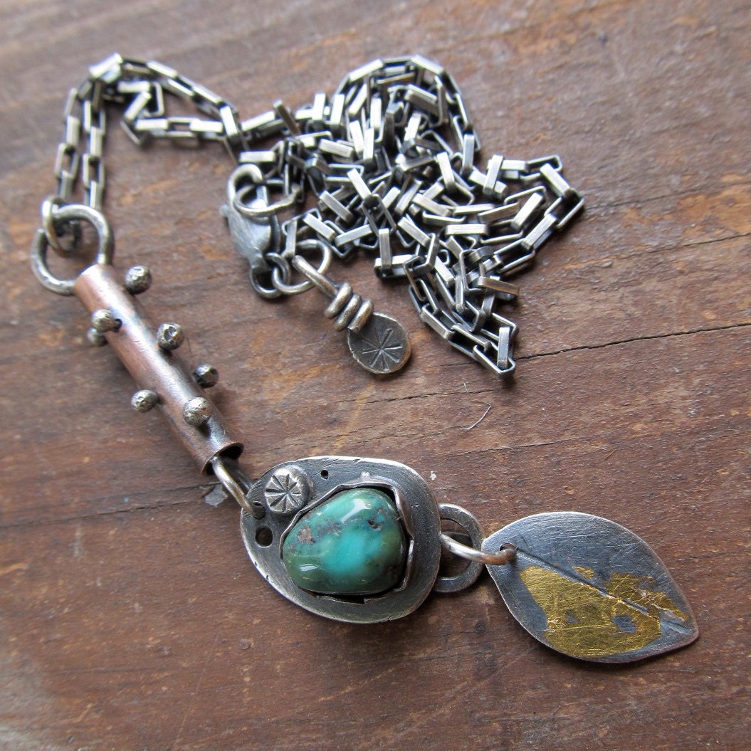 Funky Necklace Sterling Silver Boho Mixed Metal Keum Boo 23K