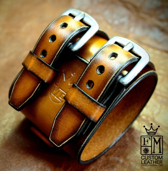 Leather cuff bracelet Johnny Depp style Pirate wristband Best quality Made in NYC for You by Freddie Matara