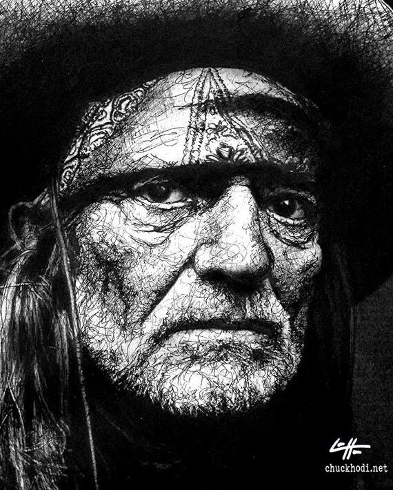 Print 8x10 Willie Nelson Portrait Black And White Print 8x10 Willie Nelson Portrait Black And White