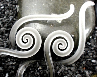 12G - 00G | Captured Grey Seaglass | Mini Squids Made to Order | Gauged Glass Body Jewelry for Stretched Piercings by Glassheart