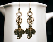 Antique Brass Tibetan Elephant Earrings - TRIUMPH