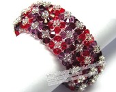 Items similar to Red Amethyst Swarovski Crystal Cuff Bracelet with