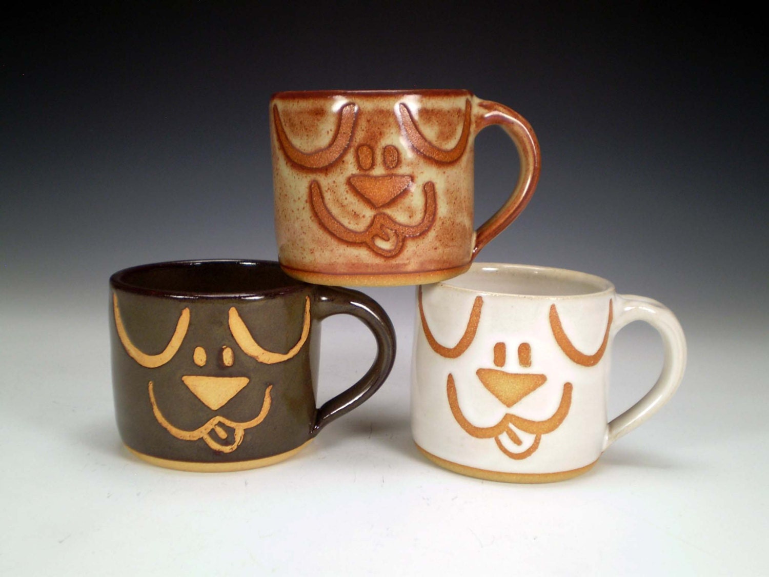 Dog Mugs Handmade Stoneware Pottery by spinningstarstudio on Etsy