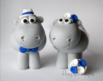 Custom Hippo Wedding Cake Topper