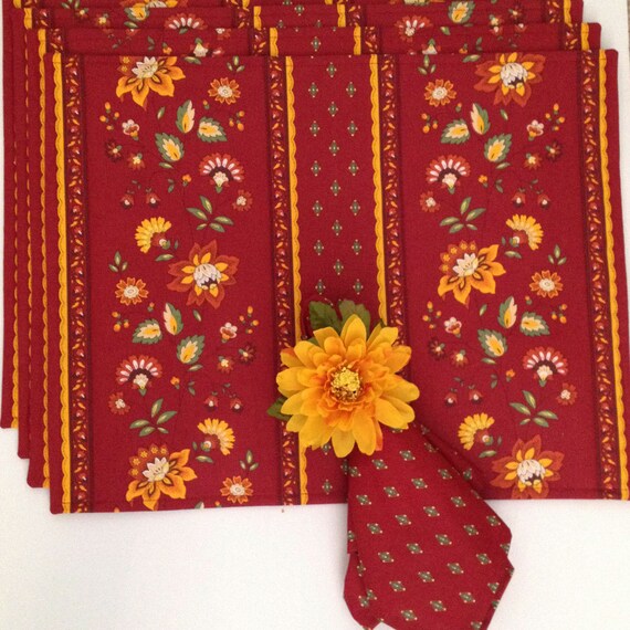 Red and Yellow Placemats French Provence Placemats and