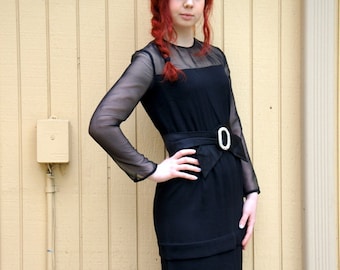 Vintage 60s black wiggle dress/ Mad Men style