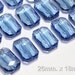 4 pcs. Chinese Beads Faceted Glass Rectangular Crystal Sapphire 26.5x18 mm.